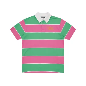 POLO RUGBY TOP S/S ASTRO STRIPED PINK/GREEN
