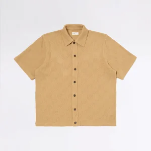 BUTTON THROUGH POLO SAND FANTASY CHECKBOARD