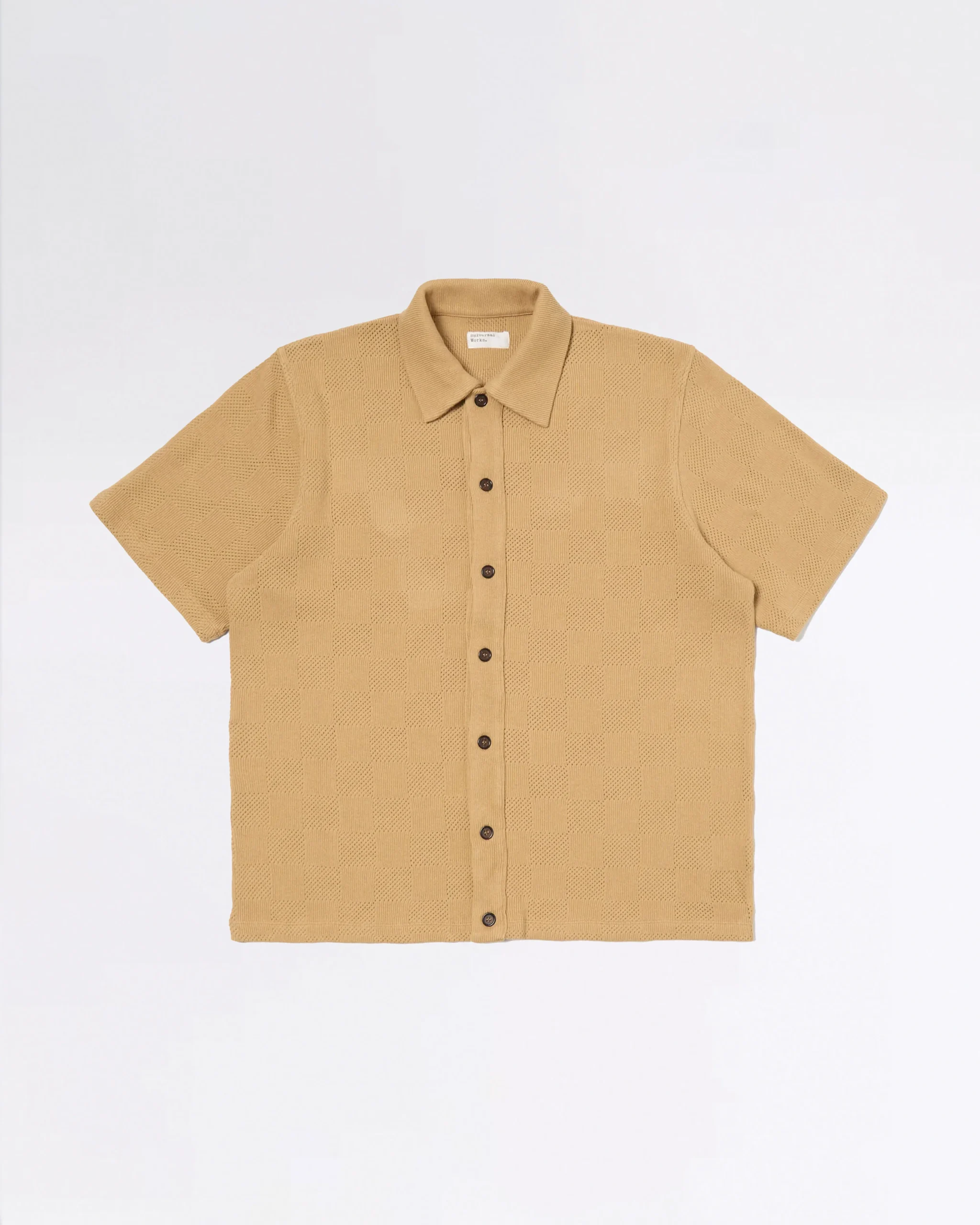 BUTTON THROUGH POLO SAND FANTASY CHECKBOARD