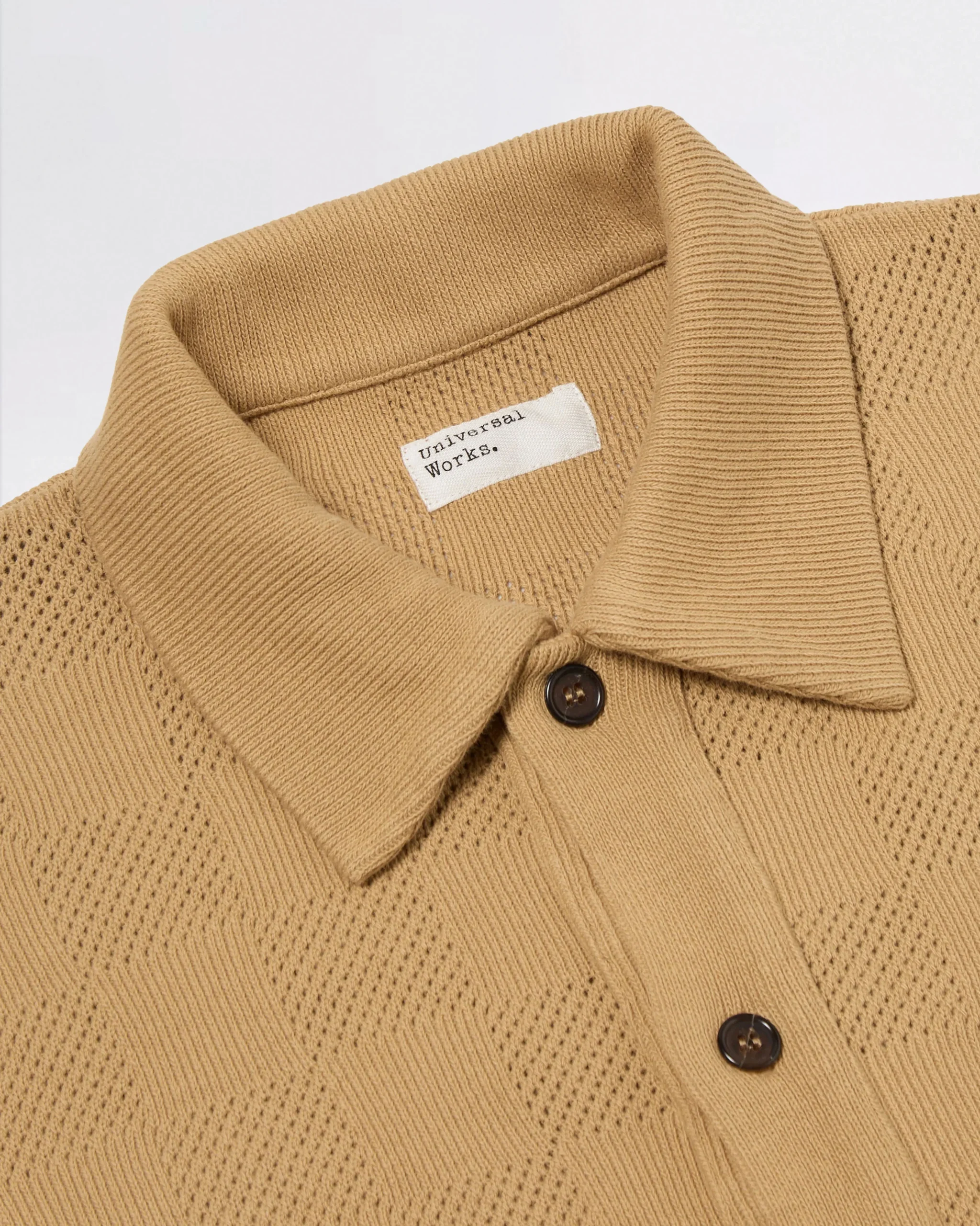 BUTTON THROUGH POLO SAND FANTASY CHECKBOARD – Image 4