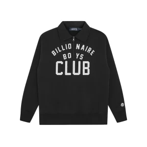 COLLARED HALF ZIP SWEATER BLACK