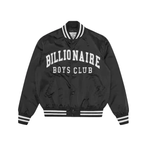 COLLEGE SATIN BOMBER JACKET BLACK