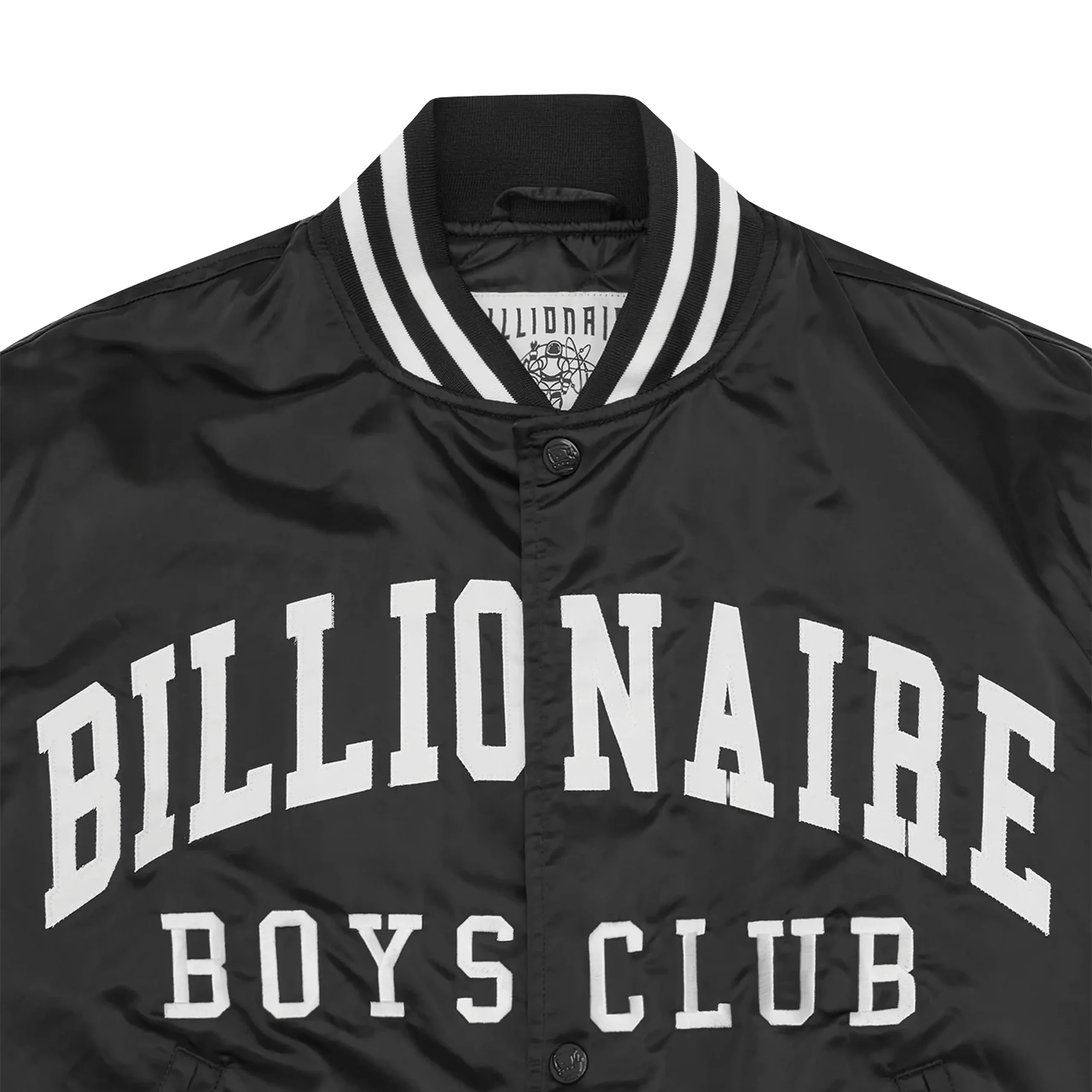 COLLEGE SATIN BOMBER JACKET BLACK – Image 2