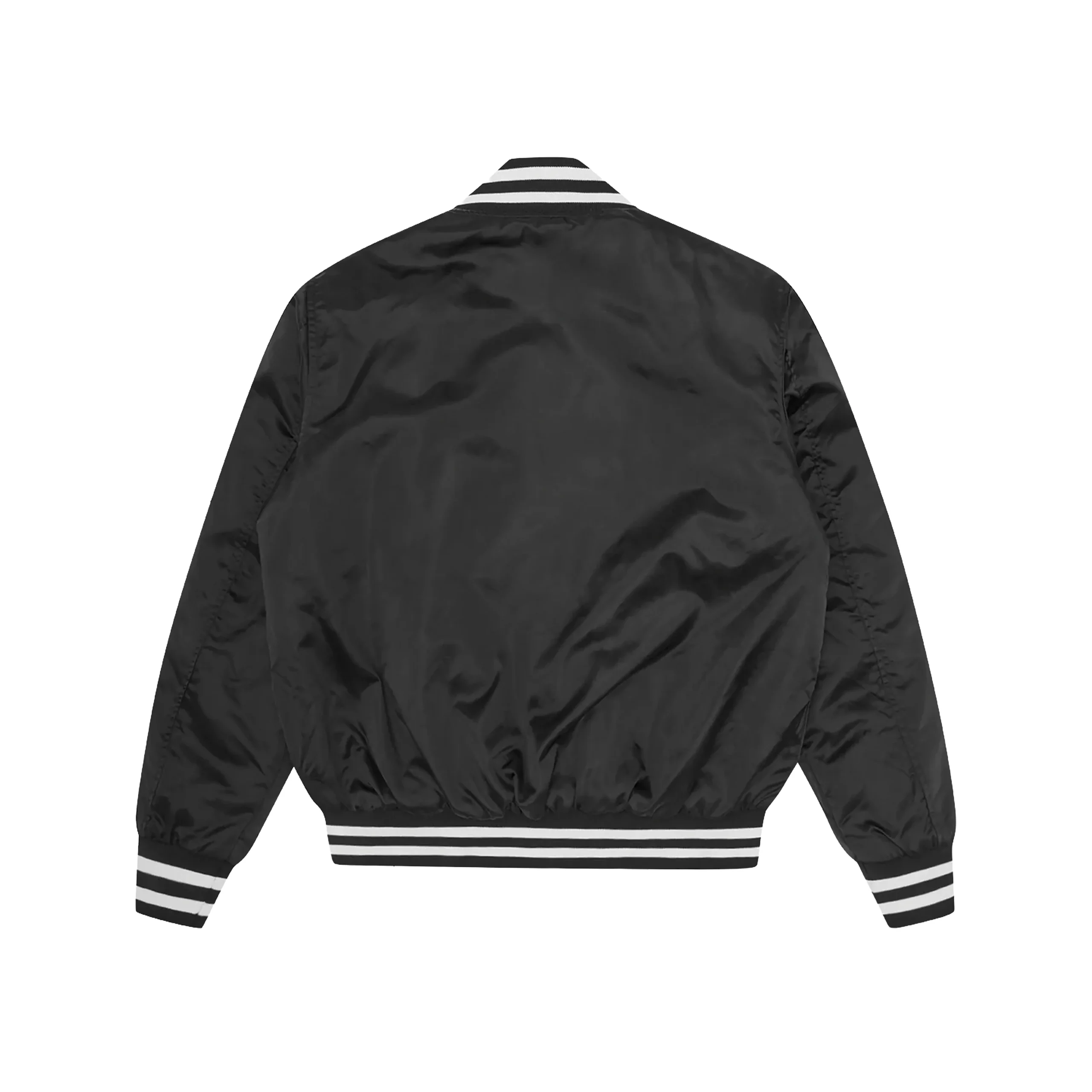 COLLEGE SATIN BOMBER JACKET BLACK – Image 4