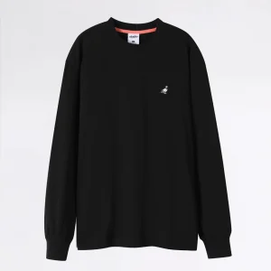 EMB PIGEON L/S T-SHIRT BLACK