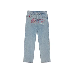 JEAN CRYSTAL RUNNING DOG LIGHT WASH BLUE