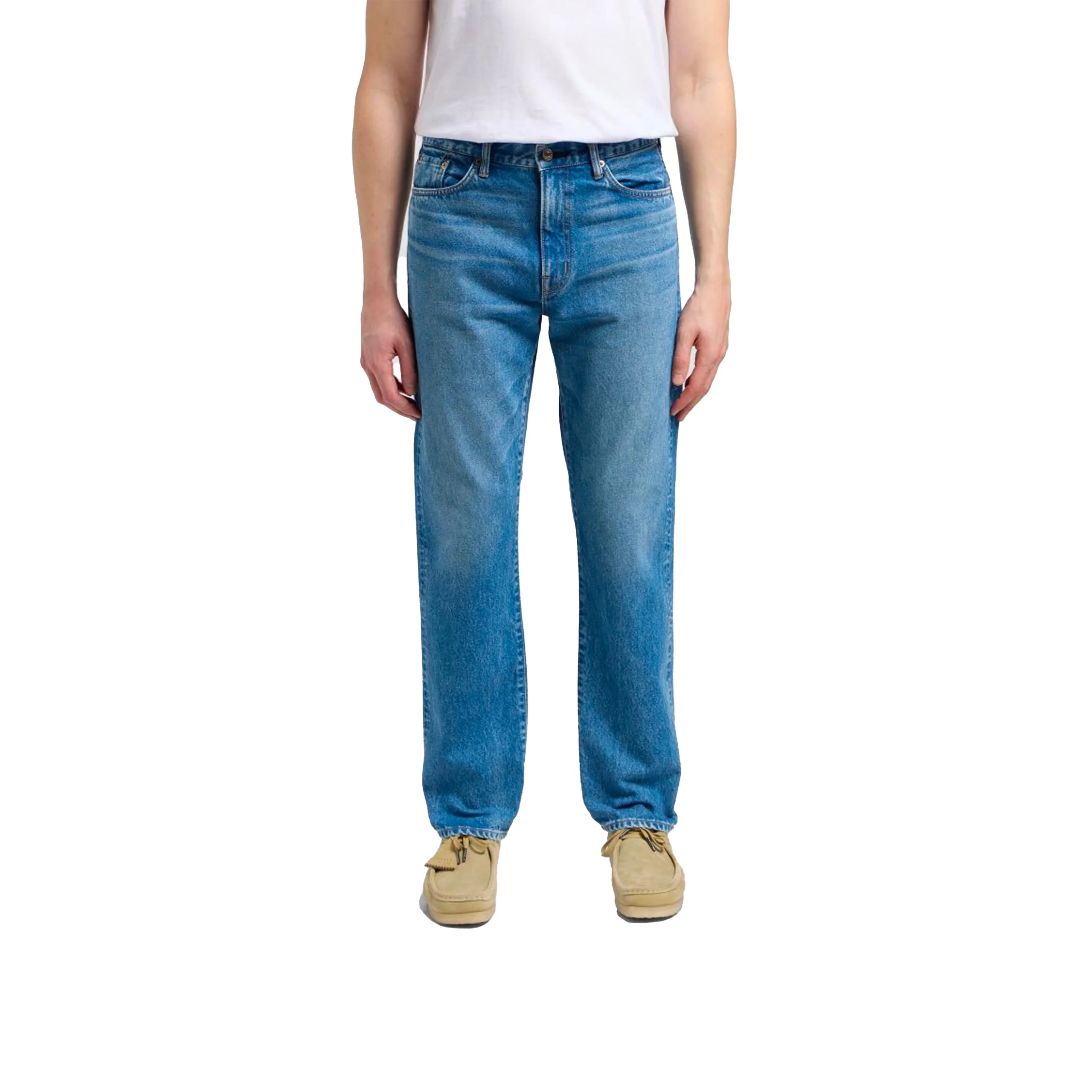 JEAN REGULAR STRAIGHT MADE IN JAPAN BLUE MID LIGHT USED L32 – Image 2