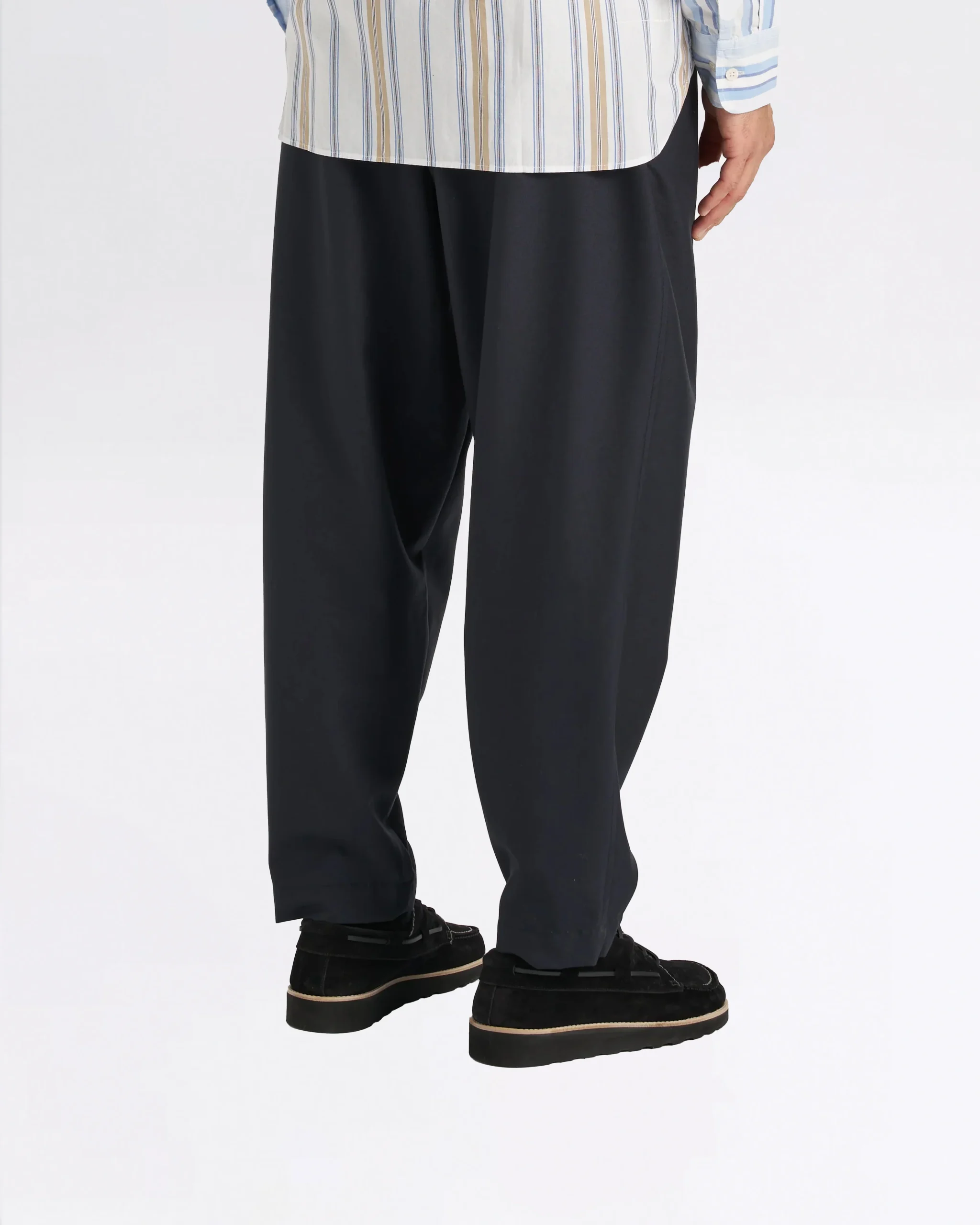 PLEATED TRACK PANT NAVY TROPICAL SUITING – Image 3