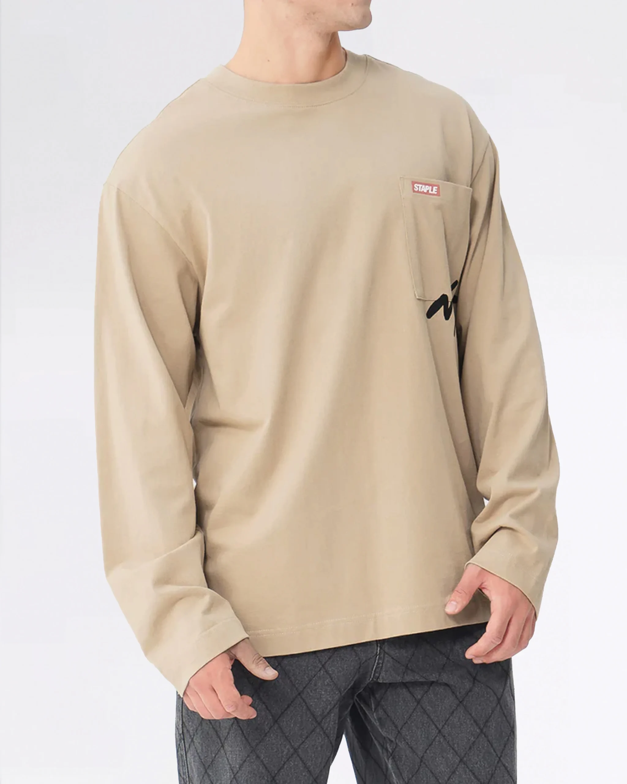 SEAGRAM POCKET L/S T-SHIRT BEIGE – Image 2