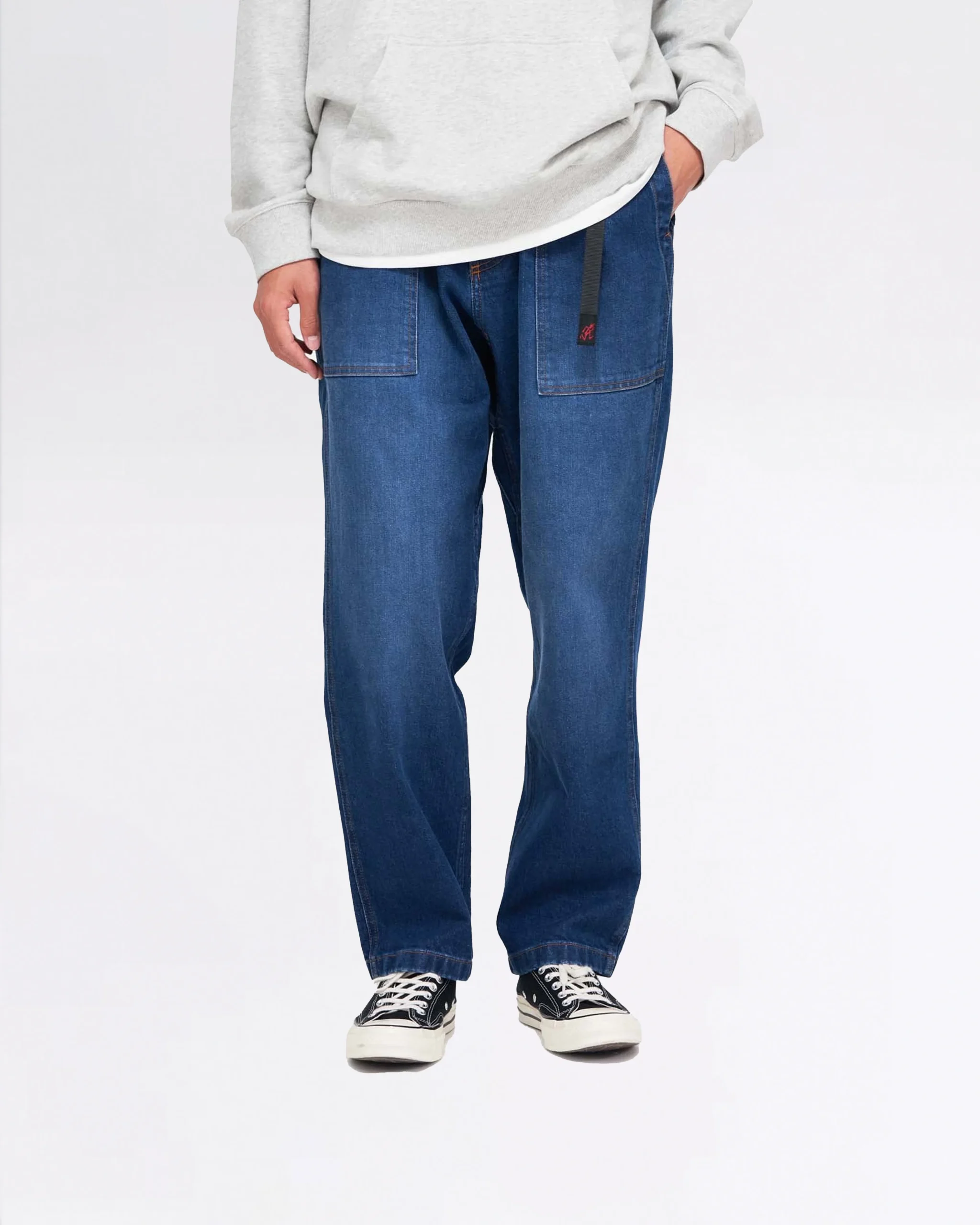 STRETCH DENIM LOOSE TAPERED PANT DARK USED – Image 2