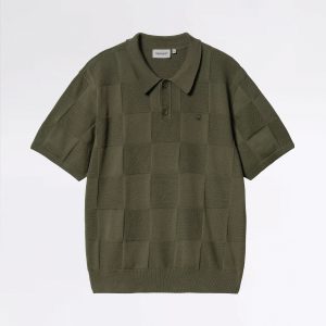S/S CHECKER POLO DOLLAR GREEN
