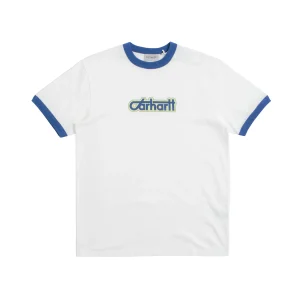 T-SHIRT S/S CONNECTION SCRIPT RINGER BLANC & BLEU